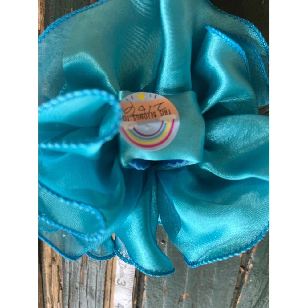 Lot Blue Chiffon Ruffle Flower Hair Claw Clips with Rhinestones Accessory